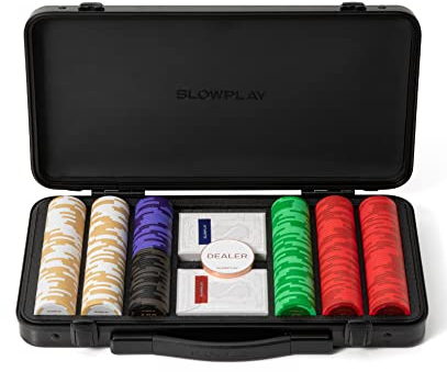 SLOWPLAY Godel 14g Ton Pokerchips-Set für Texas Hold’em, 300 STK [mit Werten] Verfügt über einen hochwertigen Chipkoffer mit besonders robuster Polycarbonat-Schale, Pokerspieler