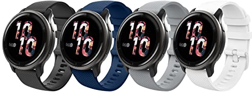 MoKo 4 Pack Bracelets de Montre Compatible avec Garmin Vivoactive 4S/Forerunner 255S/255S Music/Venu 2S/Vivomove 3S, 18mm Bracelet Sport de Remplacement en Silicone, Multicolore A