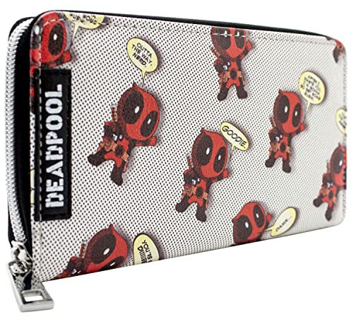 Animation Deadpool Chibi Sprüche Polka-Dot Portemonnaie Clutch mit Münzfach & Kartenhalter, Weiß