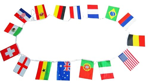 Sonia Originelli Fahnen Girlande Flaggenkette Länder Nationen Partygirlande Fanartikel EM WM Geburtstag Farbe: Welt