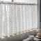 Devola Kurzgardine Leinenoptik Scheibengardinen Modern Kurz Küche Gardine Bistrogardine Halb Transparent Kleine Fenstervorhänge Kurzstore mit Stangendurchzug BxH 270x50cm Weiß 1 Stück