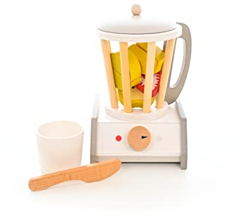 EverEarth Spielset Smoothie Mixer aus nachhaltigem Holz – Lernspielzeug mit Obst und Zubehör für fantasievolles Rollenspiel – Kinderspielzeug mit unbedenklichen Wasserfarben – Smoothie-Set EE33902