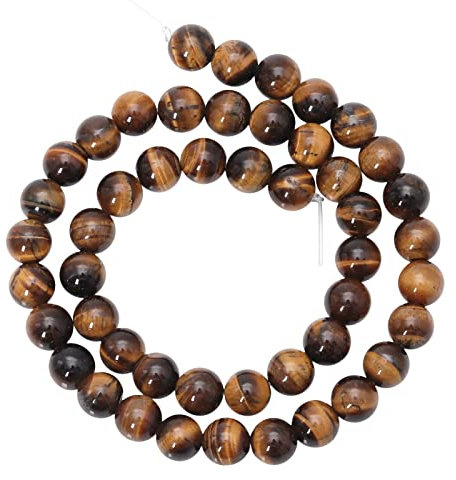 Nupuyai 8mm Tigerauge Perlen mit Loch, runde Edelstein Perlen Strang, lose Kristall DIY Schmuck Perlen zum Auffädeln für Armband, Halskette, Heilstein Schmuckherstellung