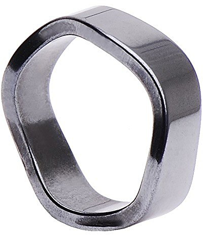 Ring aus echtem Hämatit gewellt grau dunkelgrau glatt Hämatitring Steinring, Ringgröße:Innenumfang 56mm ~ Ø17.8mm
