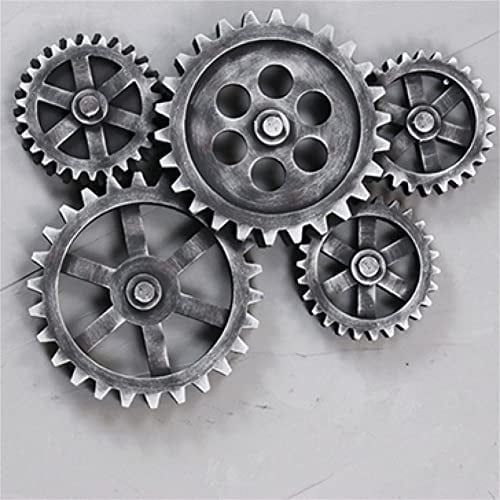 Vintage Gear Wheel Art Craft Wall Decor, 5 Gears Industrial American Style 3D Wall Decoration Creative Art Wall Sculptures for Outdoor/Indoor,C