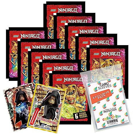 Bundle mit Lego Ninjago - Crystalized - Sammelsticker - 10 Tüten + 2 Limitierte Star Wars Karten + Exklusive Collect-it Hüllen