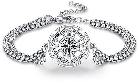 REDSUN Keltisches Armband 925 Sterling Silber Kreuz Armband Keltisches Verstellbar Armbänder Vintage Amulett Schmuck für Herren Männer Damen