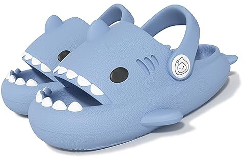 CELANDA Ciabatte Squalo Estive per Bambin Pantofole da Bagno Ragazzi Ragazze Antiscivolo Ciabatta da Doccia Comode Sandali da Spiaggia e Piscina Shark Slides Slippers (Squalo Blu 22-23 EU)