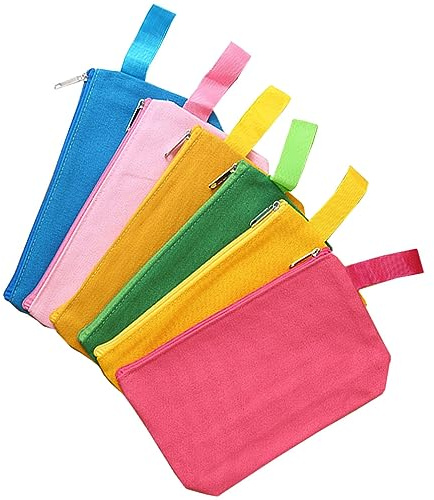 6 Pezzi Borse in Tessuto con Cerniera, Borsa da Toilette da Viaggio, Borsa per Cosmetici in Tela, Astuccio in Tessuto, Borse per Trucchi da Viaggio, Articoli di Cancelleria