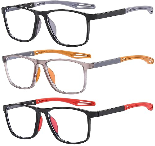 Fsread Lesebrillen Herren 3er Set Sportliches Design, Bequeme und flexible Leichte Blaulichtblockierende Lesehilfe für Herren +1.5