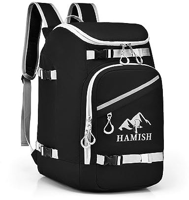 HAMISH 50L Schwarz wasserdichte Skitasche für Skihelm, Schutzbrille, Handschuhe, Ski, Snowboard