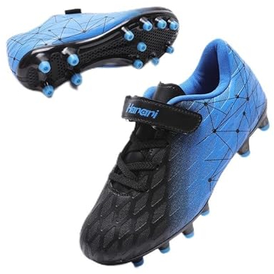 Fußballschuhe Kinder FG/AG Fussballschuhe Footballschuhe Jungen Mädchen Kids Kunstrasen Trainingsschuhe Soccer Schuhe Sportschueh Teens draußen Hallenfußball Indoor Outdoor Unisex Schwarz blau EU36