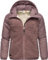 Ragwear warme Damen Übergangsjacke Hybrid-Plüschjacke kurz mit gesteppten Ärmeln und Kapuze Leeloo Mauve Gr. L
