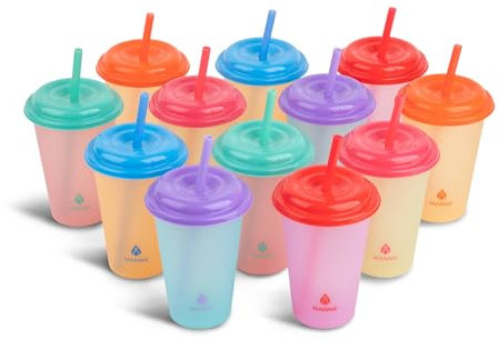 Manna Wiederverwendbares Becher-Set für Kinder, Farbwechsel, 340 ml, 24-teilig, lebendig