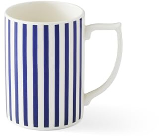 Spode Steccato Coffee Mug | 12-Ounce | Large Handle | Use for Coffee, Tea, Latte, and Hot Chocolate | Ceramic | Dishwasher and Microwave Safe | Cobalt Blue; Narrow Stripe