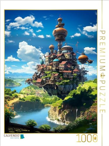 CALVENDO Puzzle Fliegende Insel im Anime Manga Style | 1000 Teile Lege-Größe 48 x 64 cm Foto-Puzzle für glückliche Stunden