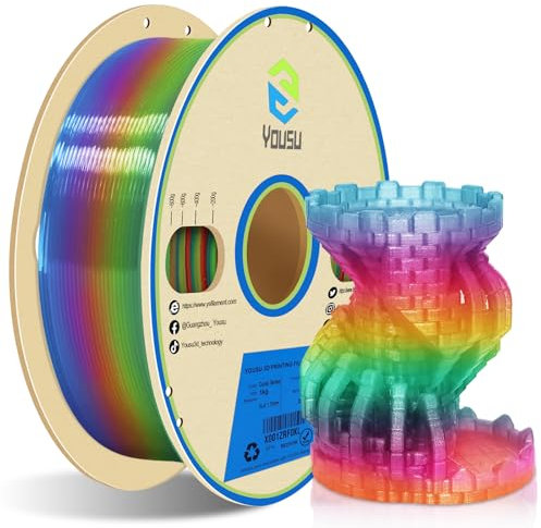 YOUSU pla silk rainbow filament, 3d drucker filament, 3d filament mehrfarbig, Regenbogen pla filament 1.75, 3d printer filament pla 1 kg, pla rainbow, Rot, orange, gelb, grün, blau, lila