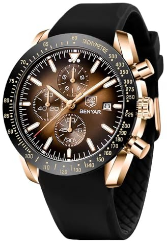 BENYAR herrenuhren Chronograph Analogue Quartz Armbanduhr für männer Lederband Herren Fashion Business Sport Design 30M wasserdicht Elegantes Geschenk für männer