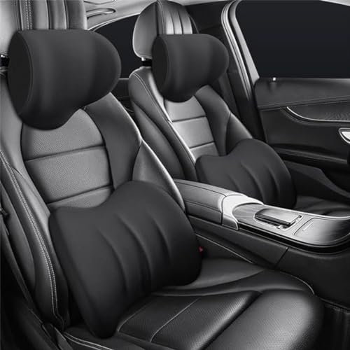 DINGYUYU Auto Kopfstütze Rücken Kissen für Audi A4 (MK B8) 2007-2015,Nackenstütze Lendenkissen Zur Rückenentlastung Auto Kissen Zubehör,A-Black
