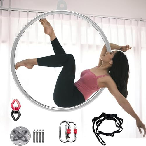Qiang Aerial Hoop,Aerial Yoga Ringe Ausrüstung Für Erial Dancing Yoga Training Zirkus Requisiten,Edelstahl Aerial Hoop Set Mit Aerial Rigging (Tragfähigkeit: 300 Kg/660 Lbs),Diameter-100cm(39-3/8)
