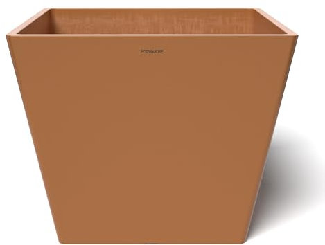 POTS&MORE Maceta Prismo 40 (40,8 cm, Forma Cuadrada, Color Terracota, Altura 33,2 cm, Maceta de plástico, para Plantas de Interior) VP024003