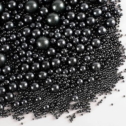 Lozadia 100g Edible Sprinkles Pearl Of Black Pearl Sprinkles Sugar balls, Edible Cake Topper Decorations, Sugar Balls for Cupcake Cakes Sprinkle On Birthday Wedding Party (Black)