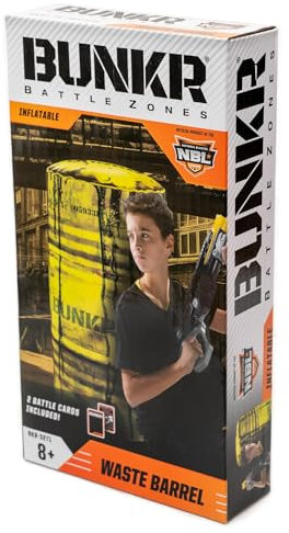 BUNKR -Battle Zones- Waste Barrel - aufblasbare gelbe Abfalltonne - kompatibel mit Nerf, Laser X, X-Shot und BoomCo