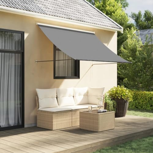 Tidyard Markise Einziehbar Sonnenschutz Markise Sonnenmarkise Balkonmarkise Gelenkarmmarkise Anthrazit 200x150 cm Stoff und Stahl