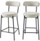 BAÏTA Lot de 2 tabourets de Bar NOA en Tissu Beige et Pieds en métal Noir