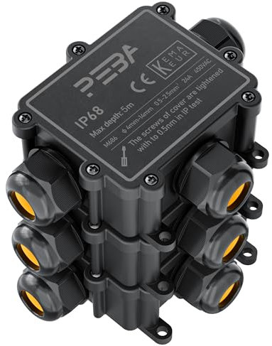PEBA Abzweigdosen Wasserdicht Verteilerdose IP68 Klemmdose Wasserdichte Kabelverbinder für Aussen Größere 3-Wege Kabelverschraubung 4mm-14mm Schwarz T-Form(3 Stück)