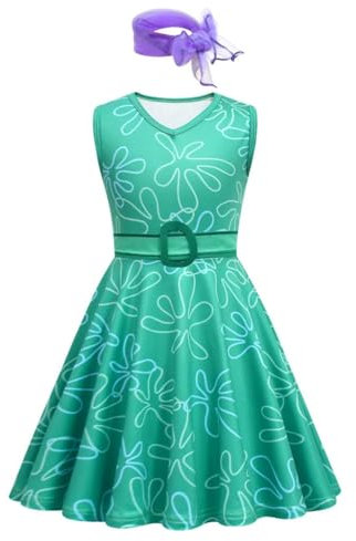 Lito Angels Deguisement Robe Costume à Degout Disgust avec écharpe et Ceinture pour Enfant Fille Taille 9-10 ans