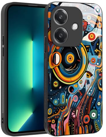 YUXING Cover per Oppo A40 4G / A40m / A60 5G - Abstact Art Geometry Pattern Antigraffio Vetro Back Cover, Custodia Antiurto Antiscivolo Sottile (Abstact Art,01)