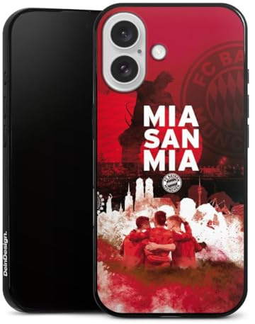 Slim Case extra dünn kompatibel mit Apple iPhone 16 Silikon Handyhülle schwarz Hülle FCB Mia San Mia FC Bayern München