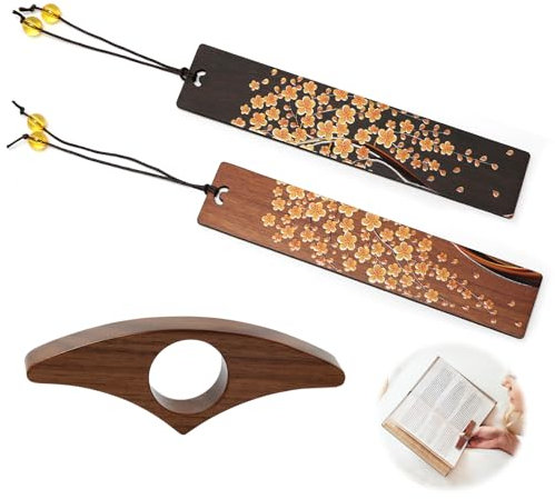 2 Stück Iesezeichen Holz und 1 Stück Buchseitenhalter, Bücher Zubehör für Ieseratten, Buchliebhaber, Männer, Lehrer und Schüler