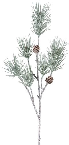 CREATIV green weihnachtlicher Kiefernzweig grau-grün 72cm I künstlicher Tannen-Zweig mit naturgetreuen Zapfen & Nadeln I Weihnachtsdeko I Tischdeko für Weihnachten I Weihnachtsgesteck