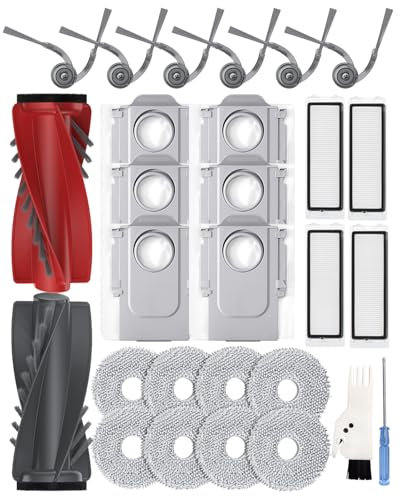 Yivy Confezione da 28 accessori di ricambio per Roborock Qrevo Curv, Qrevo Edge, Qrevo Edge S5A, Qrevo S5V, Qrevo Curv S5X : 2 spazzole principali, 6 spazzole laterali, 4 filtri HEPA
