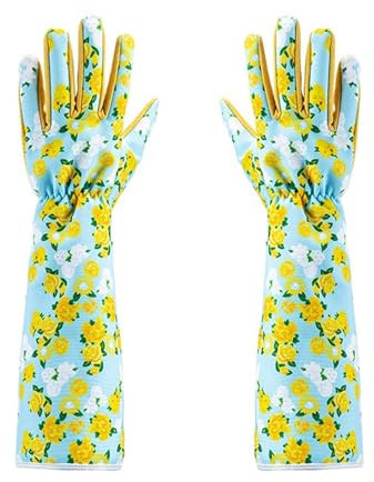 LXJLXD Guanti da giardinaggio lunghi per le donne guanti da giardino traspiranti a prova di spine guanti da potatura per scavare piantare potatura