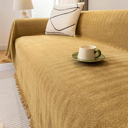 PRMTYUP Sofabezug, Sofa-Handtuchdecke, Moderne Sofabezüge, Waschbare Überwurfdecke, Sofa-Schonbezug-Möbelschutz, Haustierfreundlicher L-Förmiger Sofabezug,Gelb,180 * 130cm