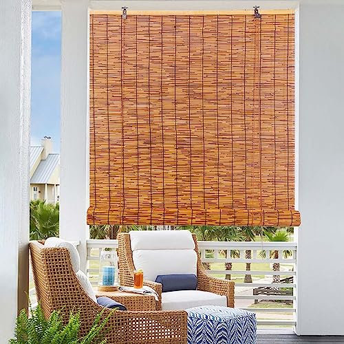 Bambus Jalousien 160 x 300 cm mit Lifter - Atmungsaktives und wasserdichtes Raffrollo für Innen- und Außenbereich Sichtschutz für Balkon Terrasse Garten