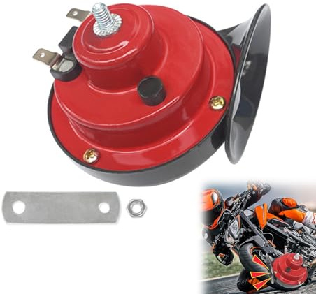 Klaxon Camion,Universal Avertisseur pour Voitures,12V Klaxons de Corne D'Escargot,Corne d'Escargot Électrique à Air pour Coiture,Klaxon Moto Avertisseur Motocycle Universel Horn (Rouge)