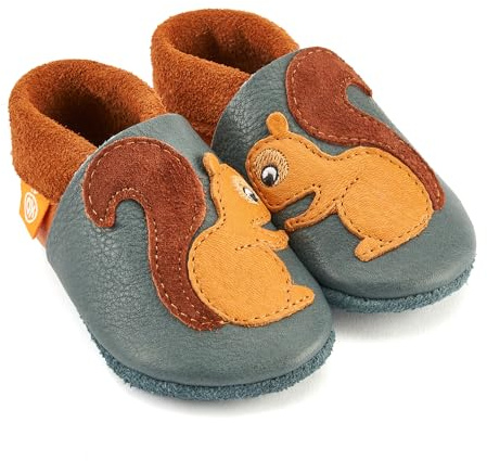 Orangenkinder Bio-Leder Kinder-Hausschuhe – Softsohle Krabbelschuhe & Lauflernschuhe mit Tiermotiven, Öko-Lederpuschen Handmade in Germany für Babys & Kinder