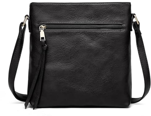 1 Piece Black Pu Leather Shoulder Bag, Fashionable And Simple Crossbody Bag, Adjustable Shoulder Straps, Large-Capacity Bag.