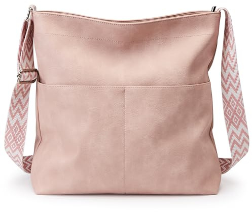 Kalidi Shopper Tasche Damen Handtasche Damen Tote Bag Groß Umhängetasche Veganes Leder Beuteltasche Stofftasche für College Schule Arbeit Reisen Einkaufen Cracked Rosa.