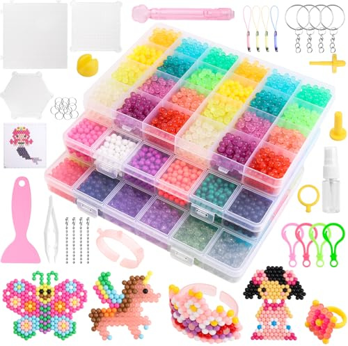 9000 PCS Non-Iron Fuse Beads Kit, 72 Colors, 5mm Spray-Activated Beads with Pegboards & Accessories for Kids DIY Crafts and Art Gifts