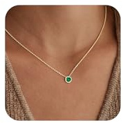 Turandoss 12 Monate Geburtsstein Kette, Geburtstagsgeschenk für Frauen | 14K Vergoldet Geburtsstein Halskette Damen, Personalisiert Wasserfest Goldkette Schmuck, Geschenk für Frauen Mädchen