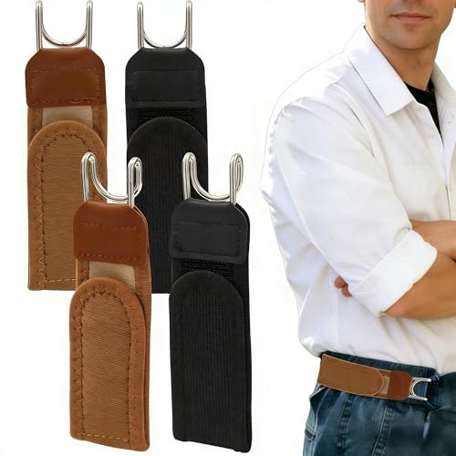 Dreaku No Buckle Belts for Men Women, Metal Hook Buckless Belt, Unisex Elastic Belt Adjustable Invisible Mens Belts Side Waist Belt Loop for Jeans, Work, Casual, Business