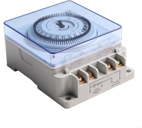 -195 Minuteur mécanique pour contrôle de l'eau de piscine et spa – Minuterie programmable 24 heures par jour, AC 110-240 V 50/60 Hz, action différée et T