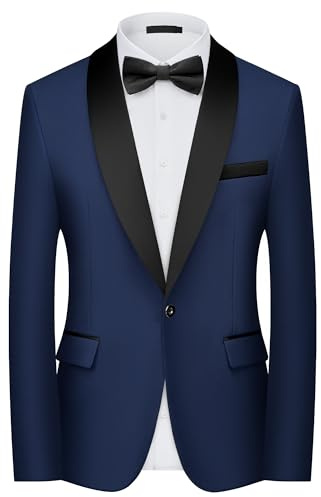 Blazer Homme Slim Fit Smoking Revers Châle 1 Bouton Mariage Cérémonie Chic | Veste de costume smoking élégante pour homme, idéale pour mariage, dîner formel, soirée, bal de promo, gala et fête chic