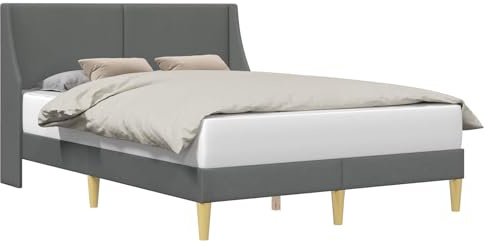 vidaXL Bettrahmen mit Kopfteil Verbindungsplatte, Moderner Bettrahmen, rechteckiges Design, mit Stoff bezogen, platzsparender, Cooler Schlafzimmerschrank