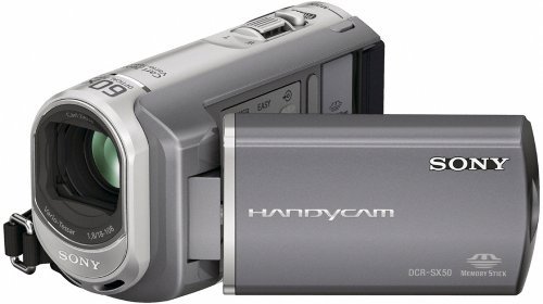 Sony DCR-SX50E SD-Camcorder (Memory Stick, 60-Fach optischer Zoom, 16 GB interner Speicher, 6,9 cm (2,7 Zoll) Display, Bildstabilisator, Touchscreen) Silber
